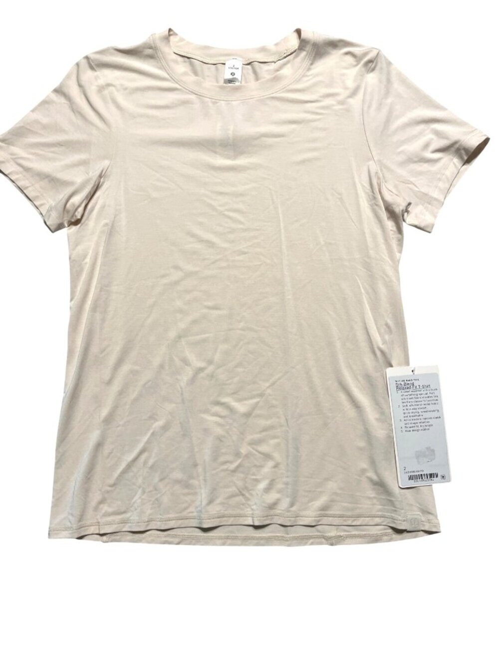Lululemon Silk-Blend Relaxed-Fit Tee Shirt White Opal Womens Size 2 Asia Design